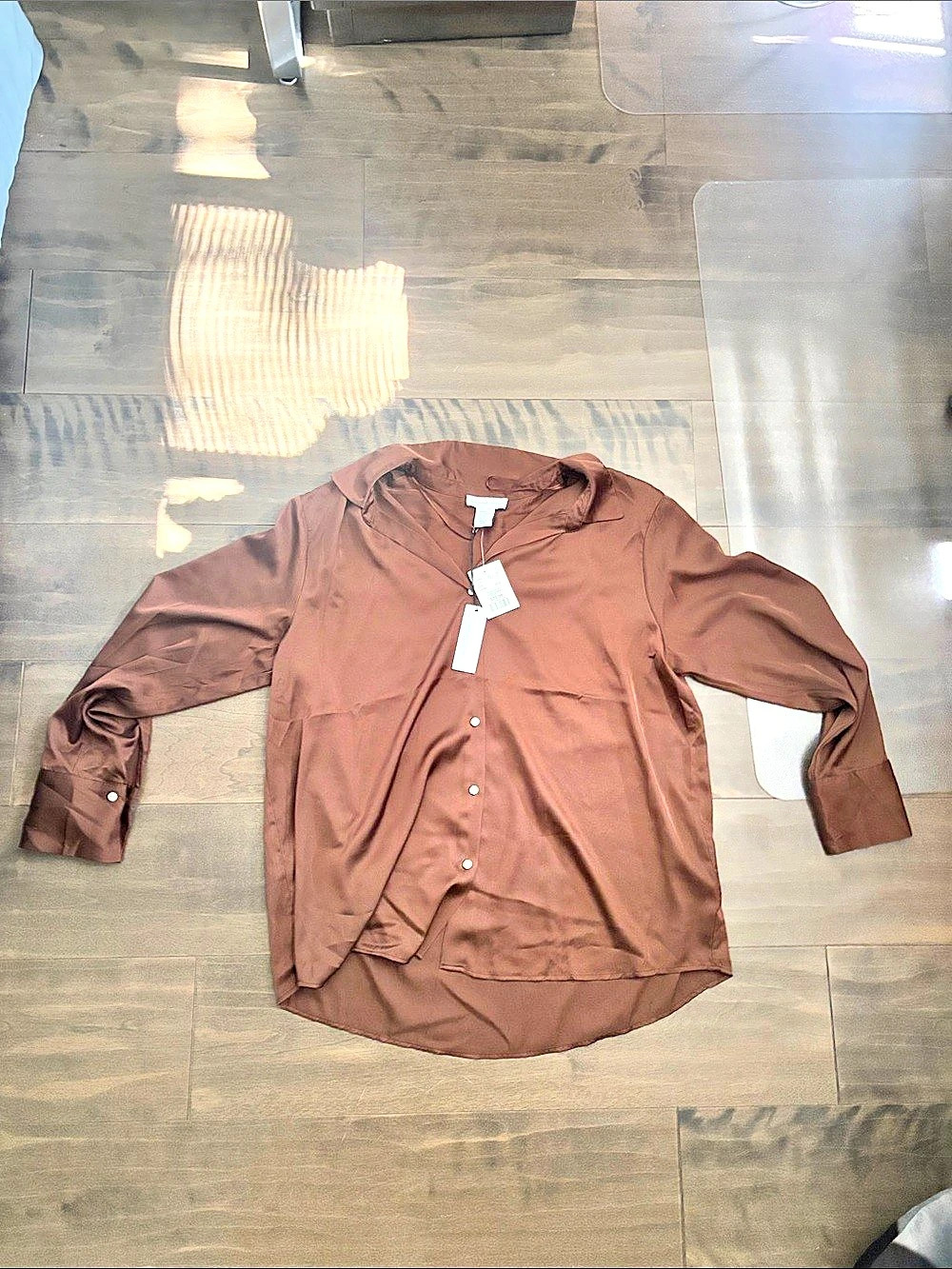 Spygles and cashmere Button Down Blouse in Brown Size XL NWT